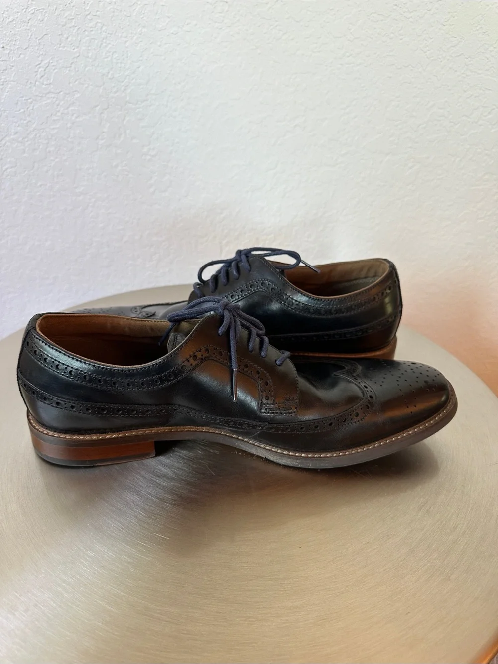Aldo Black Leather Wingtip Derby Shoes Sz11